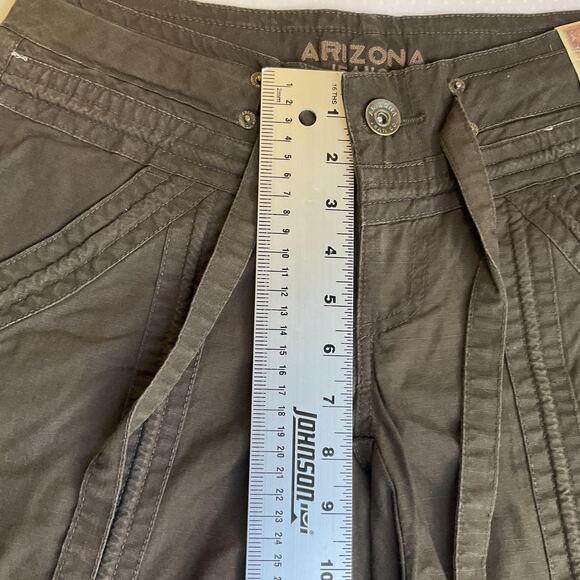 Arizona Jean Co. Women Capri Pants 3 Brown Cargo Button Tie 18" Inseam Outdoor - Picture 7 of 10